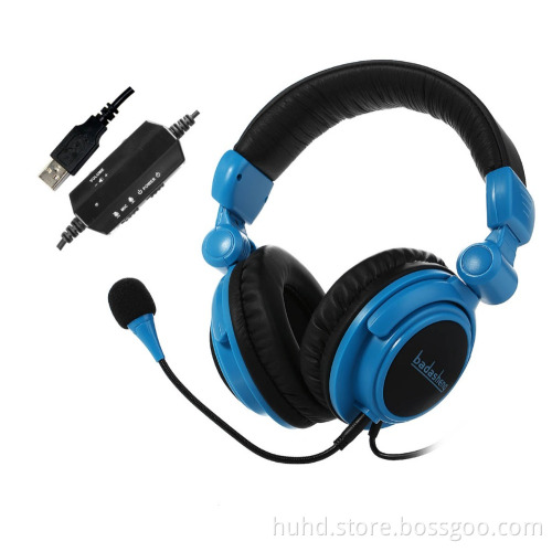 Big foldable 7.1 Virtual surround sound PC gaming headset headphone with LED logo lighting